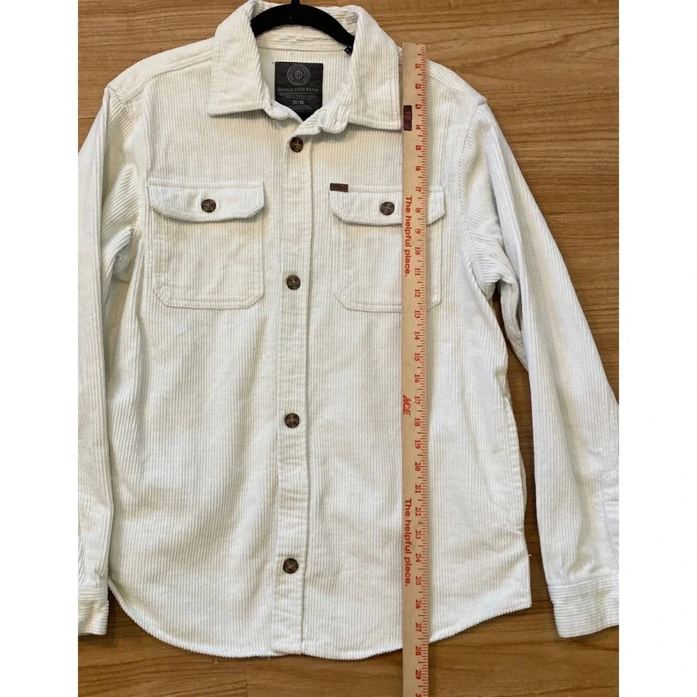 Buffalo David Bitton Womens M Cream Corduroy Button Front Shacket Shirt Jacket